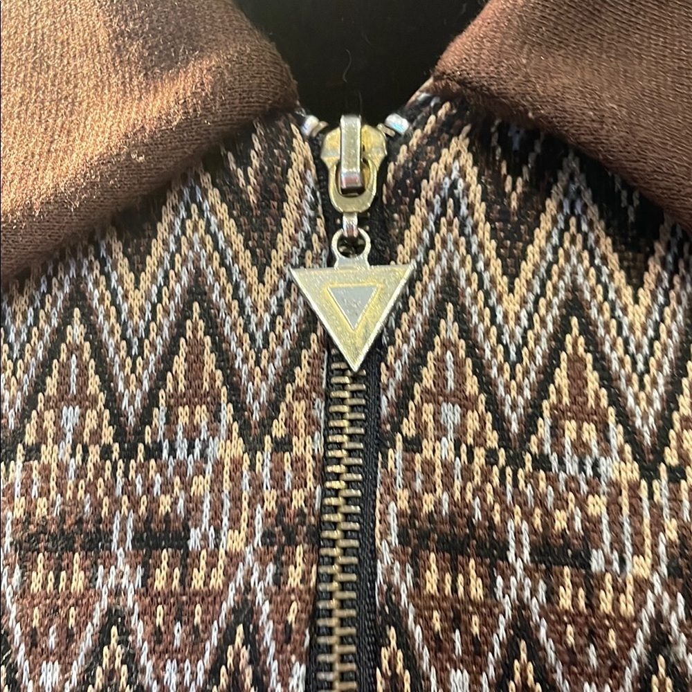 Brown Zigzag Patterned Women's Jacket Vintage Jes… - image 3